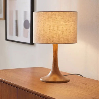 lampes de chevet console sejour avec plante vu rapproche scandinave mid-century bois