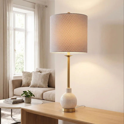 lampes de chevet console sejour vu rapproche moderne chic ceramique doree