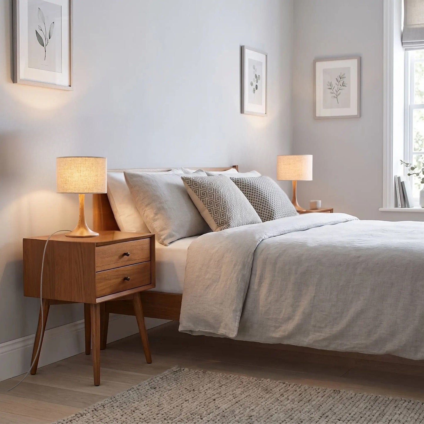 lampes de chevet duo de lampe scandinave mid-century bois