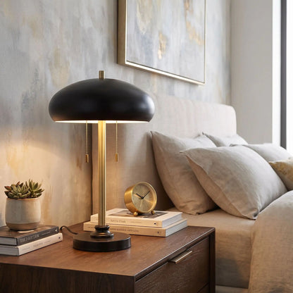 lampes de chevet mid-century noire et doree