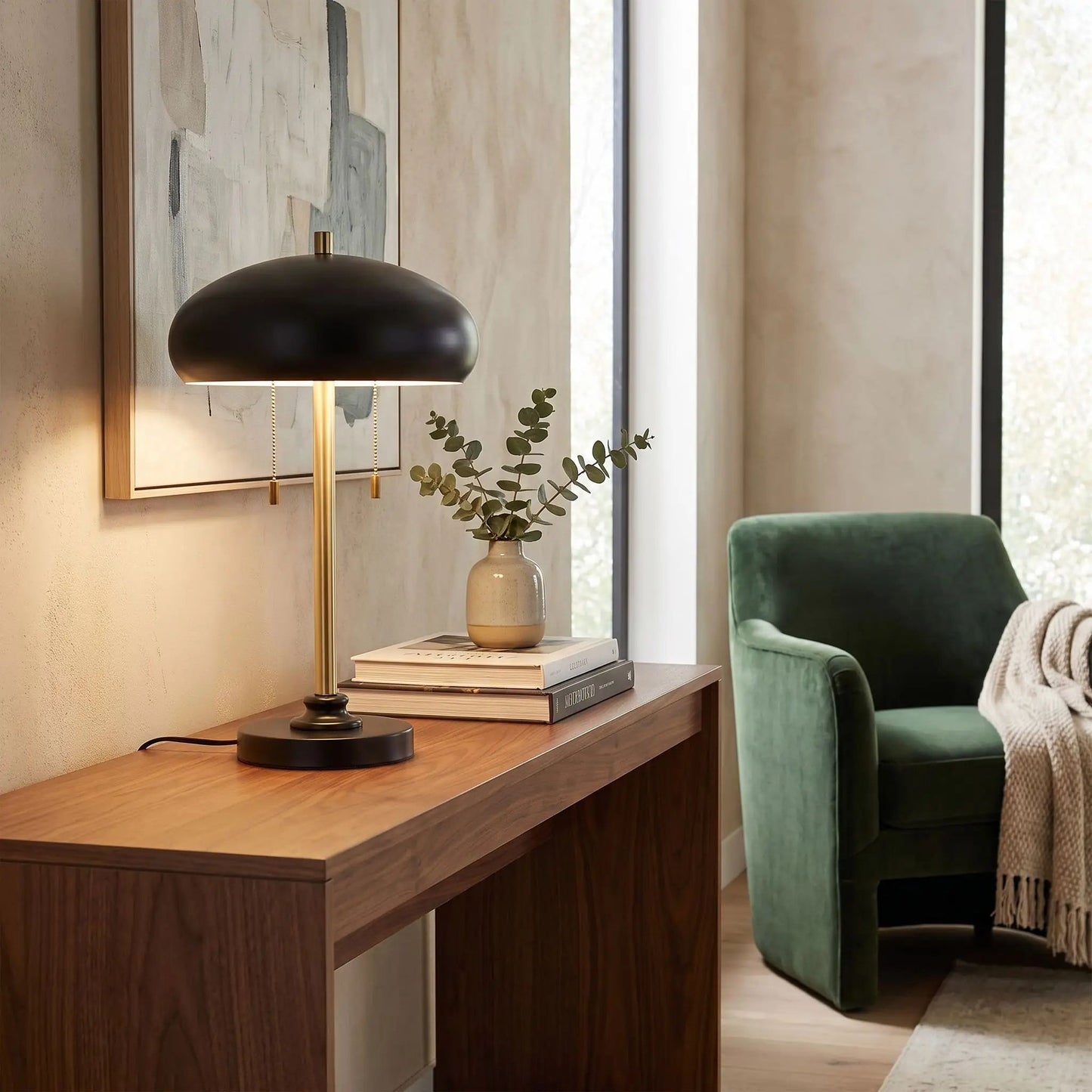 lampes de chevet sejour mid-century noire et doree