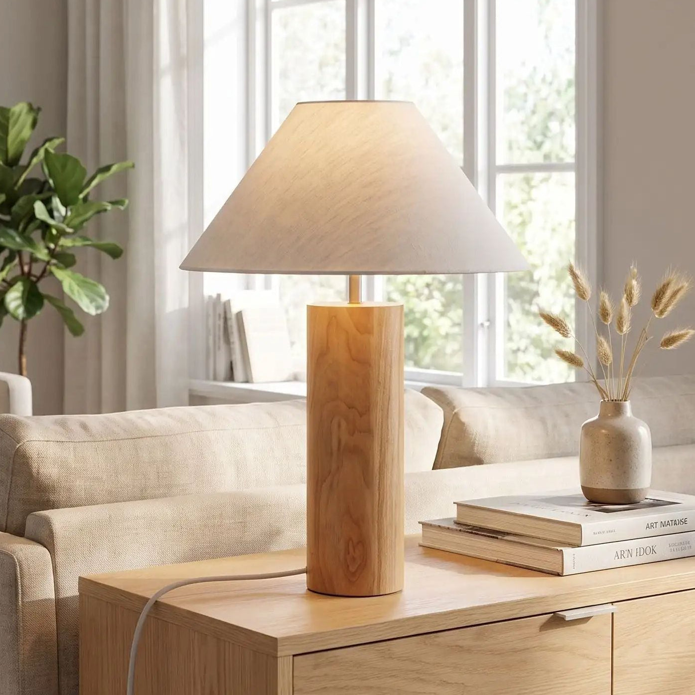 lampes de chevet sejour vu rapproche scandinave chene