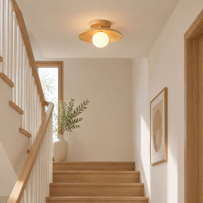 plafonnier bois design japandi naturel escalier