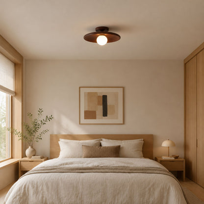 plafonnier bois design japandi noyer chambre