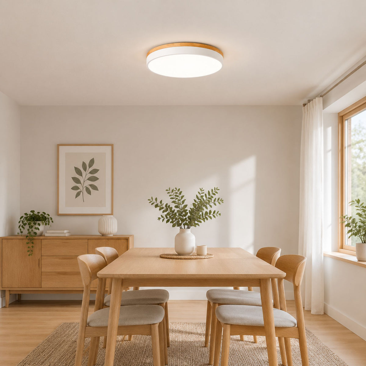plafonnier bois design naturel nordique blanc salle manger