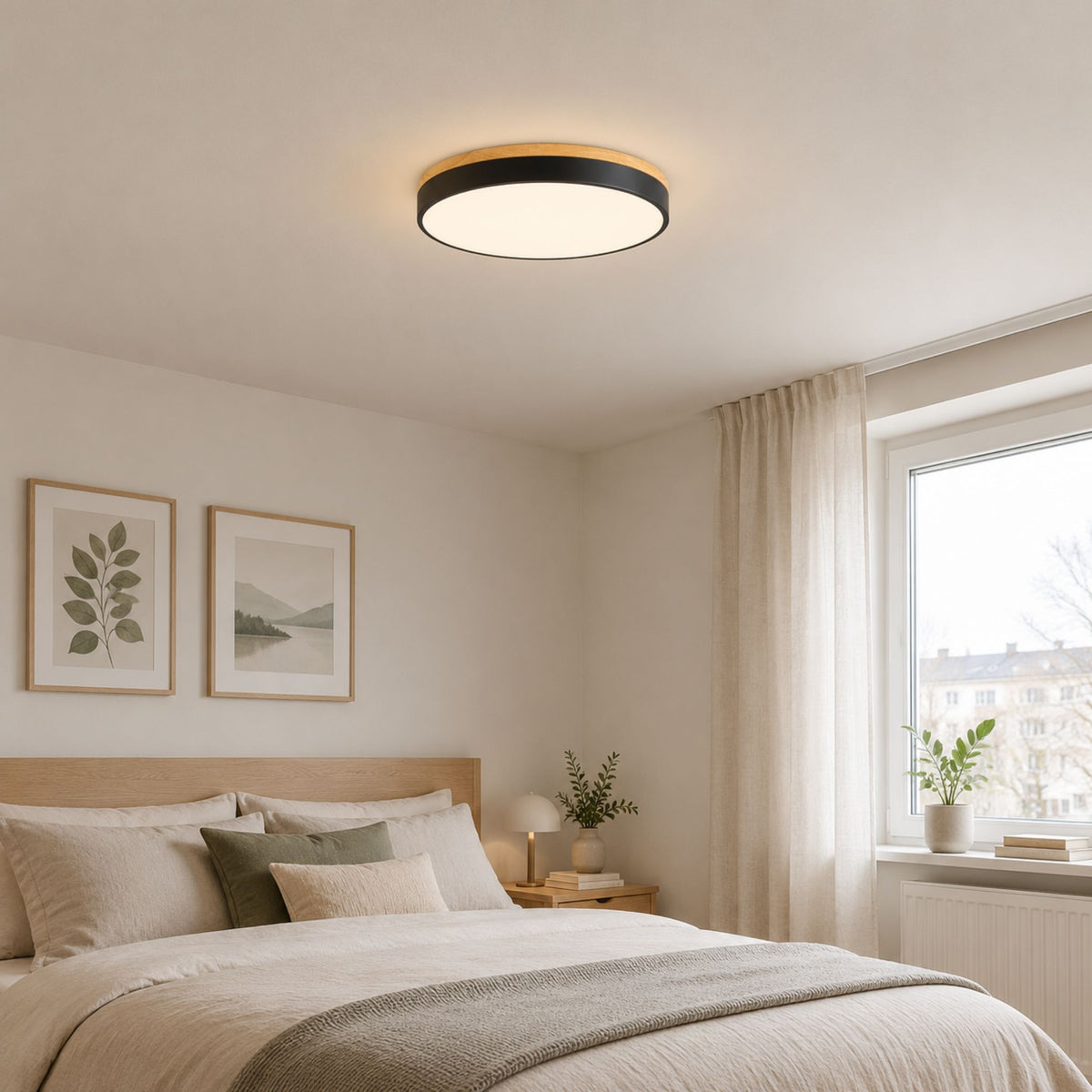 plafonnier bois design naturel nordique noir