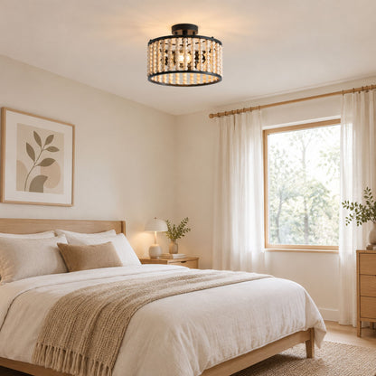 plafonnier bois farmhouse perles boheme chambre