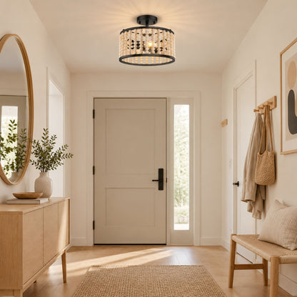 plafonnier bois farmhouse perles boheme entree
