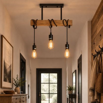 plafonnier bois loft industriel cosy plafond entree
