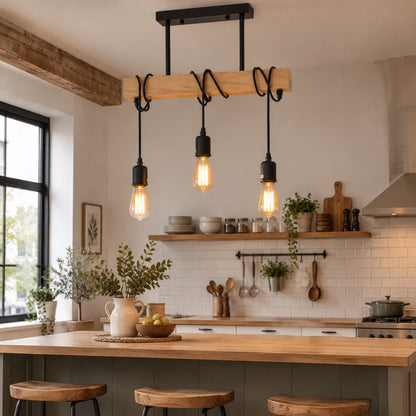 plafonnier bois loft industriel cosy