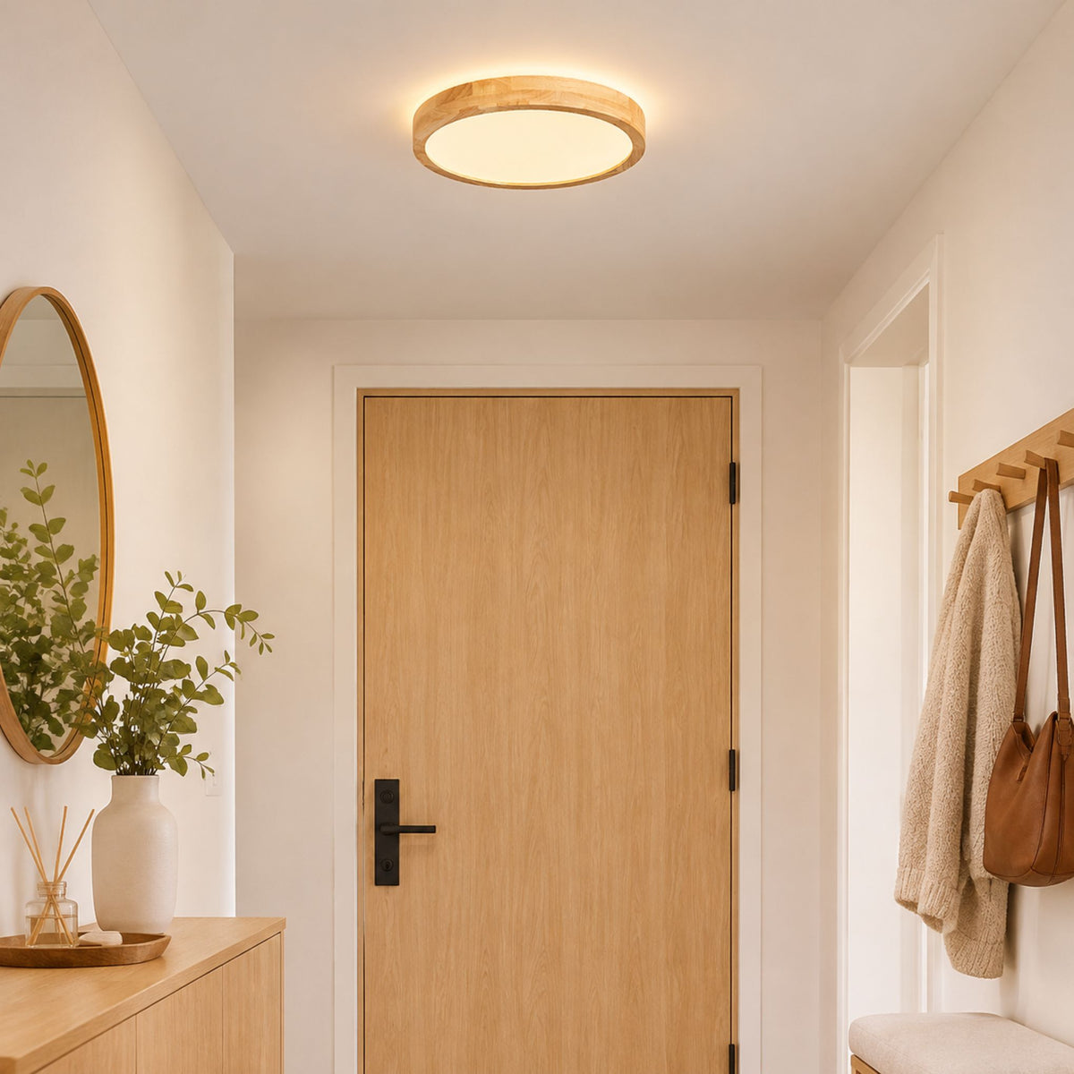 plafonnier bois scandinave naturel entree