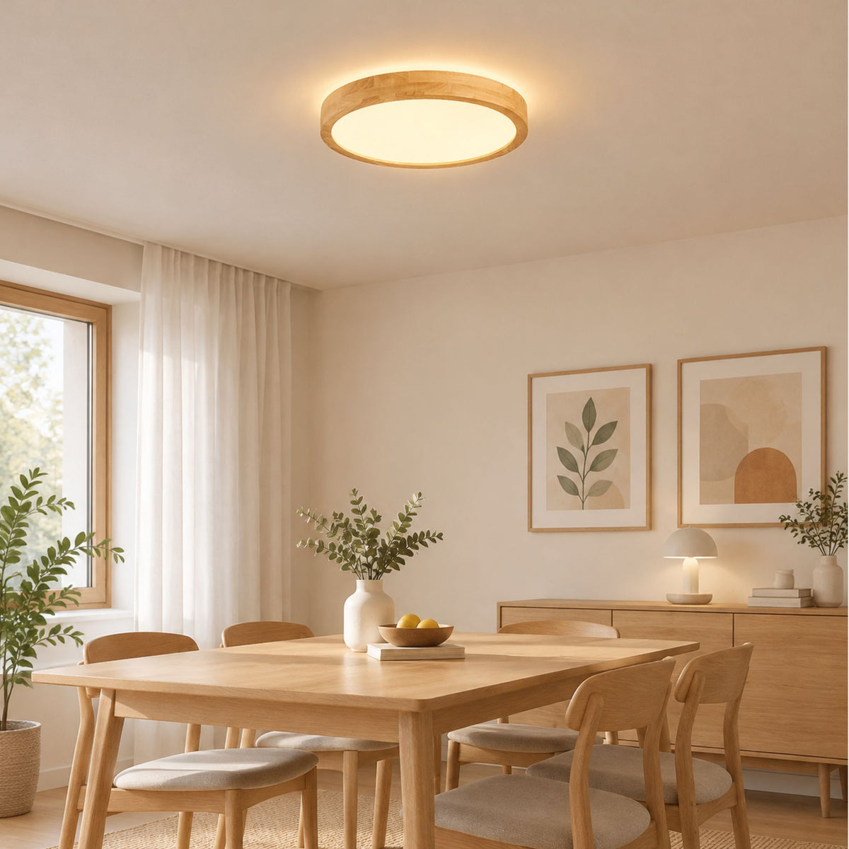 plafonnier bois scandinave naturel salle manger