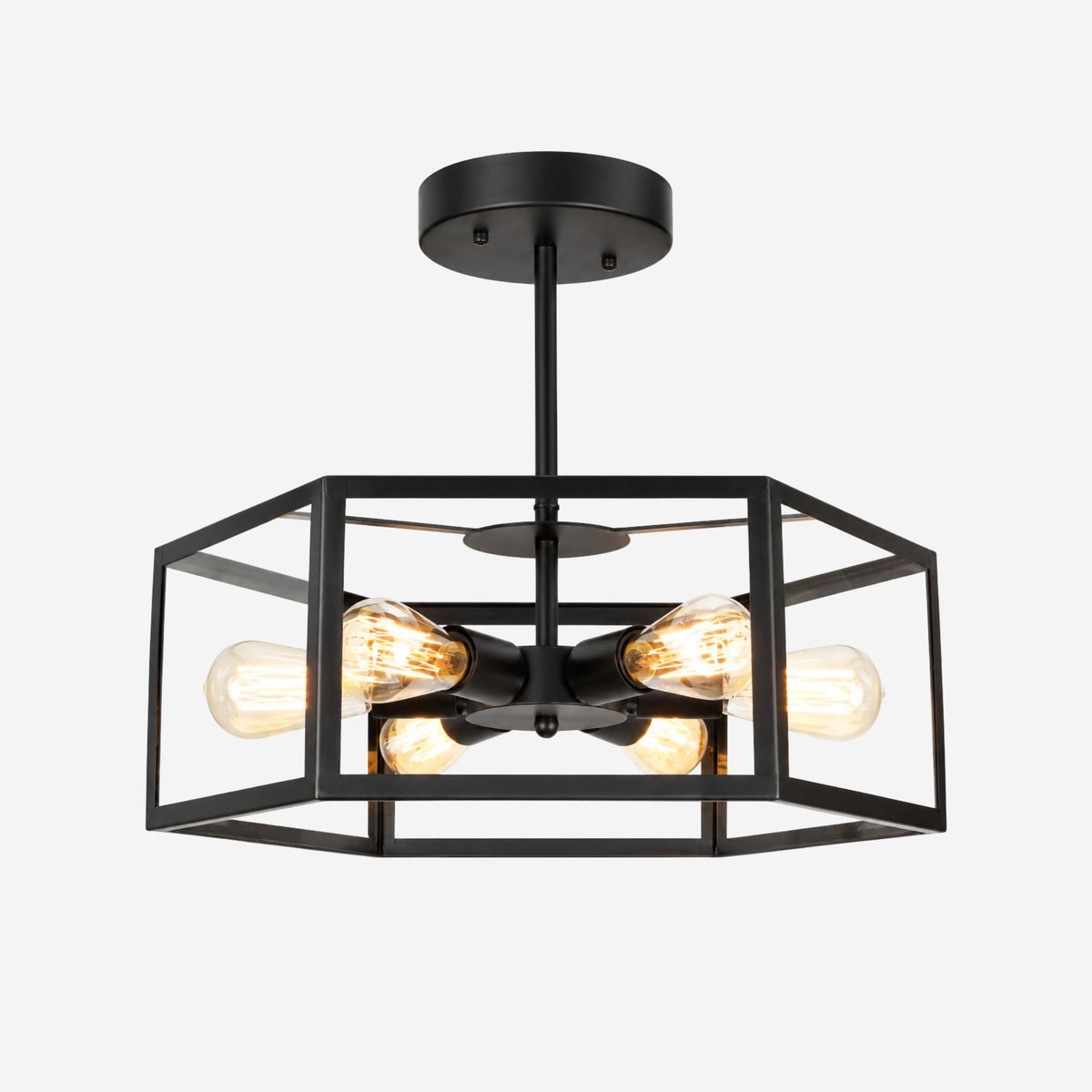 plafonnier industriel noir hexagonal variante produit