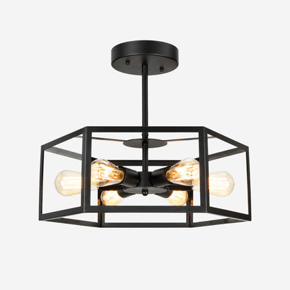 plafonnier industriel noir hexagonal variante produit