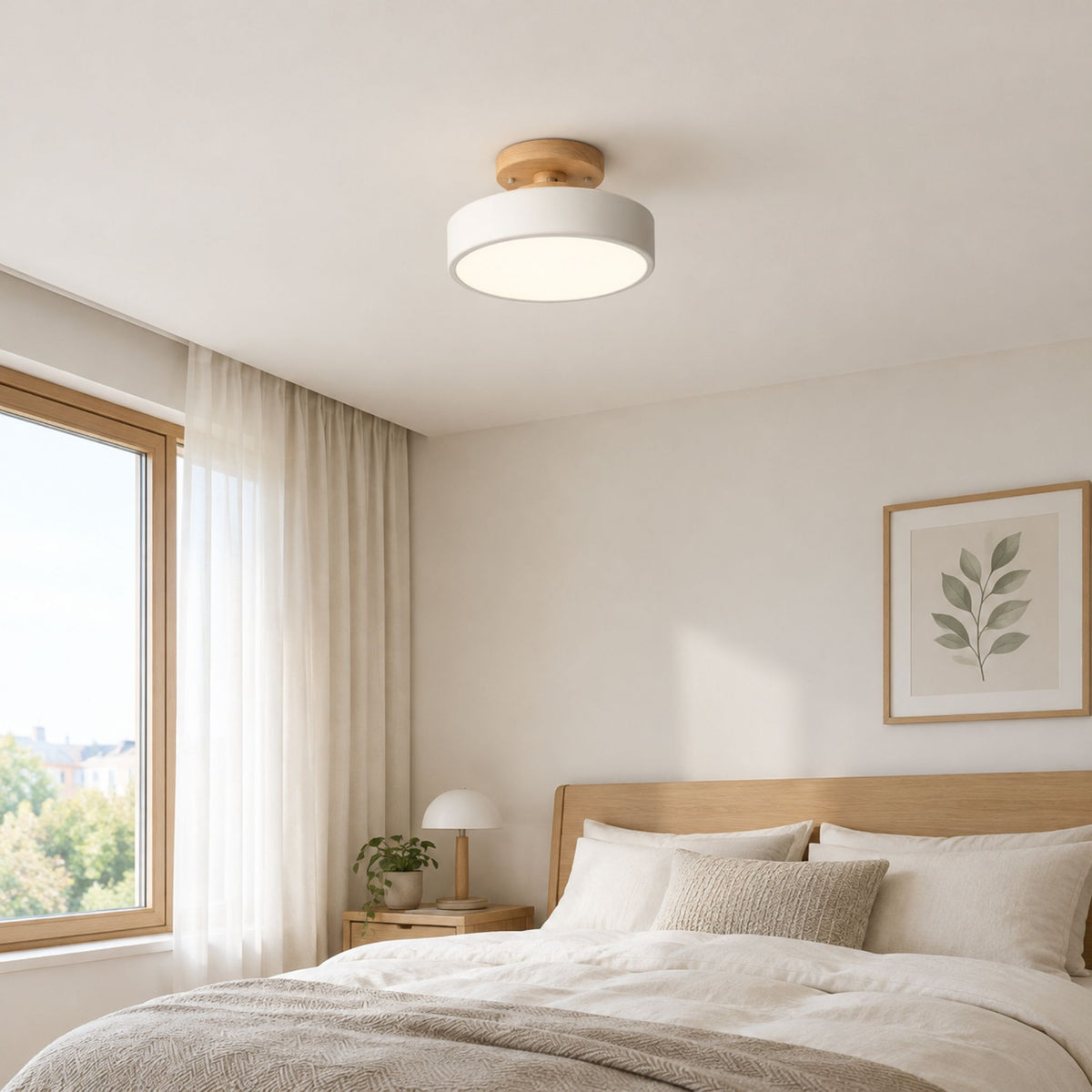 plafonnier macaron au design compact blanc chambre