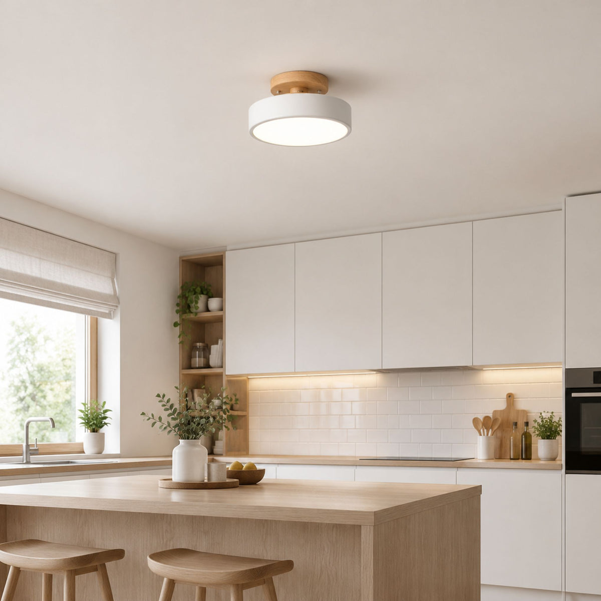 plafonnier macaron au design compact blanc cuisine