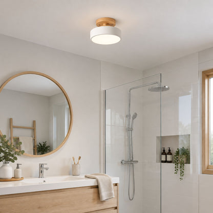 plafonnier macaron au design compact blanc salle de bain
