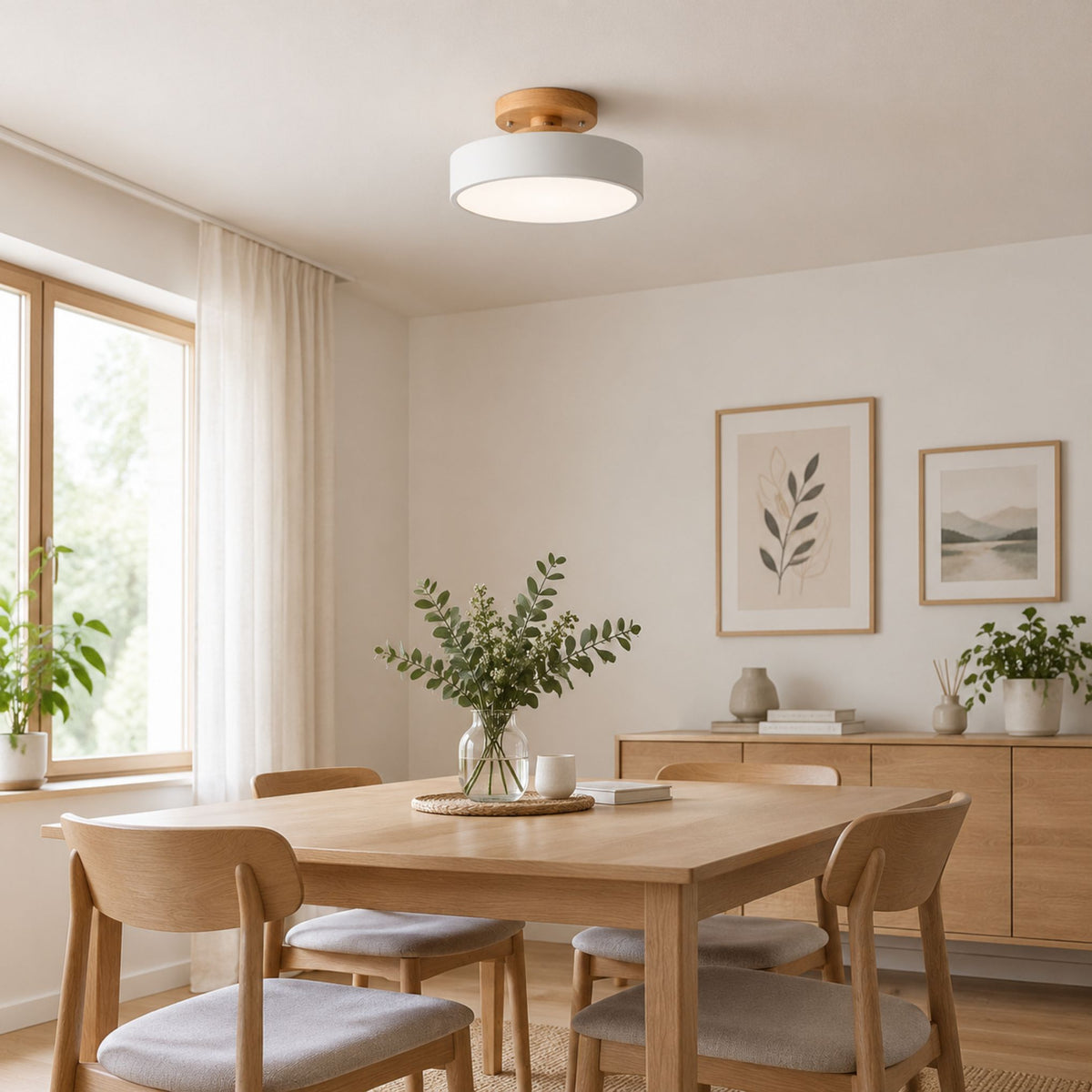 plafonnier macaron au design compact blanc salle manger