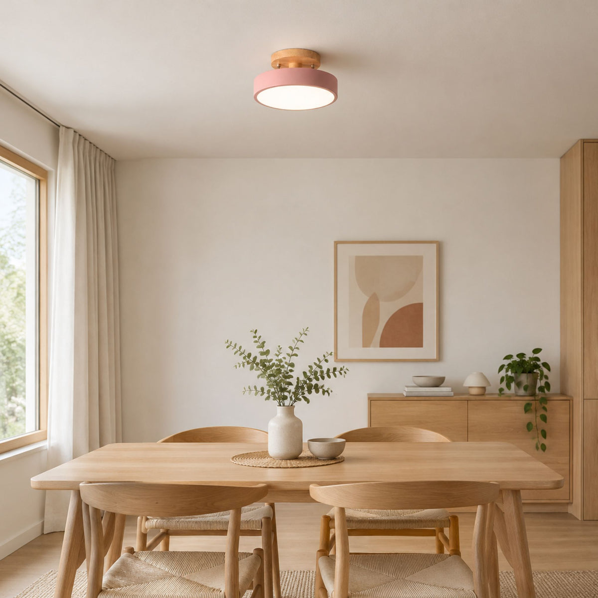 plafonnier macaron au design compact rose salle a manger