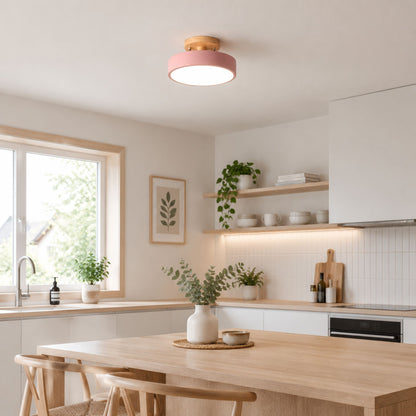 plafonnier macaron au design compact rose salle manger
