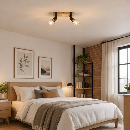 plafonnier spot bois massif industriel 2 spots chambre avec fenetre