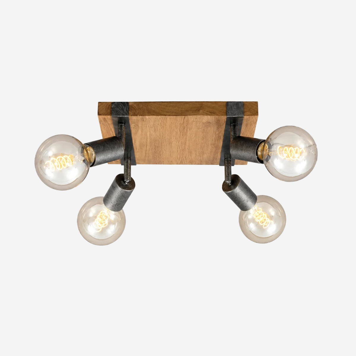 plafonnier spot bois massif industriel 4 spots fiche produit