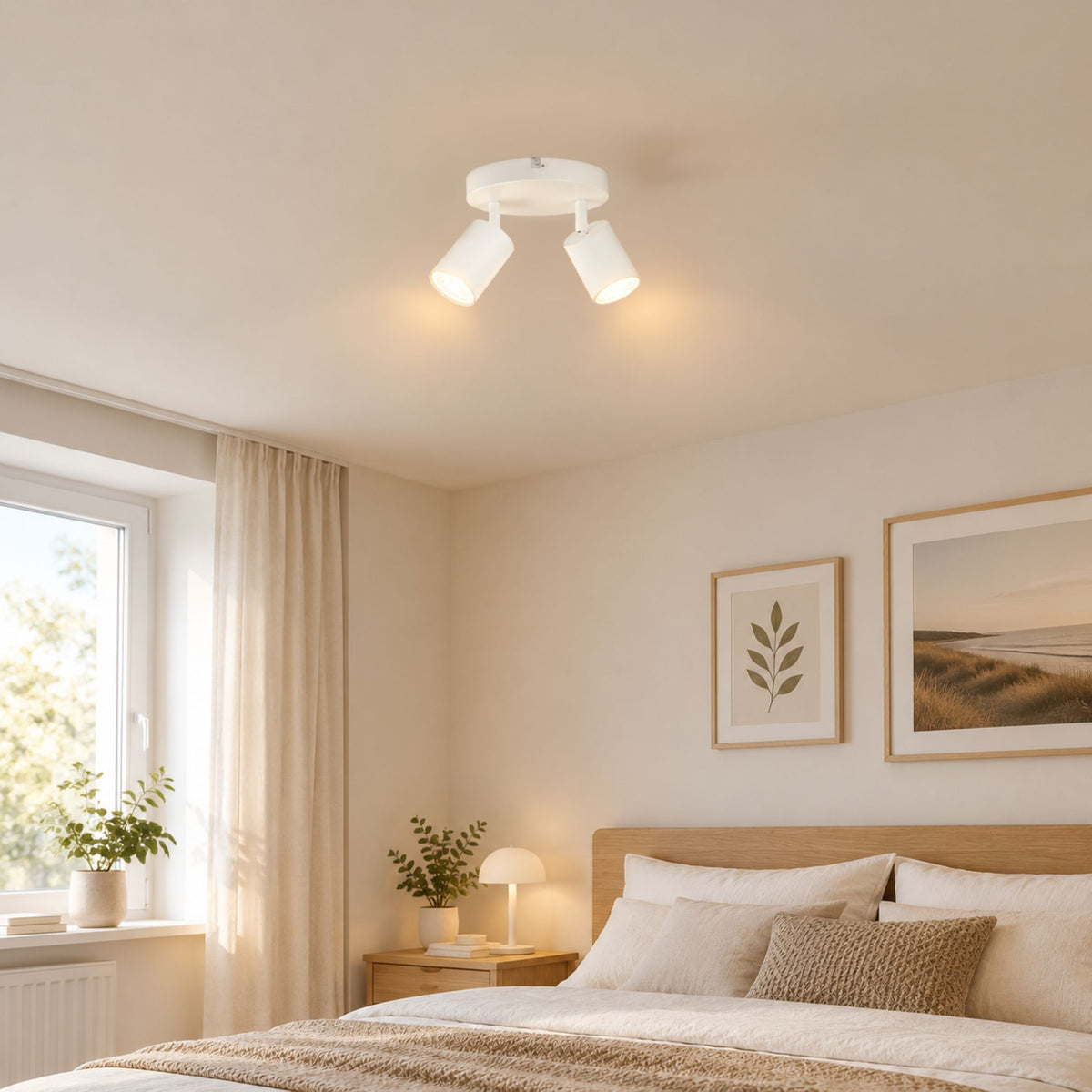 plafonnier spot circulaire orientable contemporain 2 spots blanc chambre