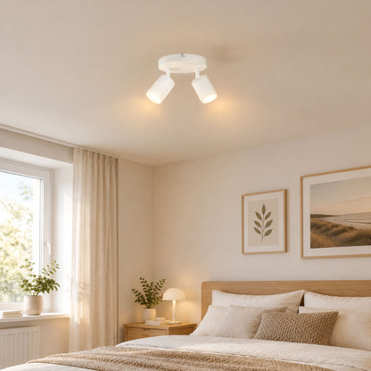 plafonnier spot circulaire orientable contemporain 2 spots blanc chambre