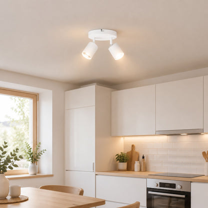plafonnier spot circulaire orientable contemporain 2 spots blanc cuisine