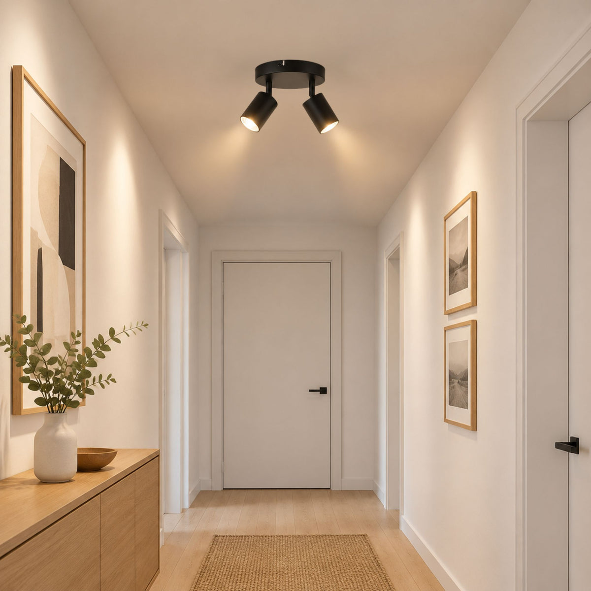 plafonnier spot circulaire orientable contemporain 2 spots noir couloir