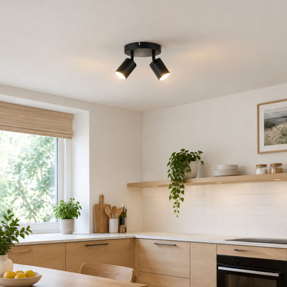 plafonnier spot circulaire orientable contemporain 2 spots noir cuisine