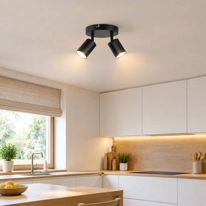 plafonnier spot circulaire orientable contemporain 2 spots noir interieur cuisine