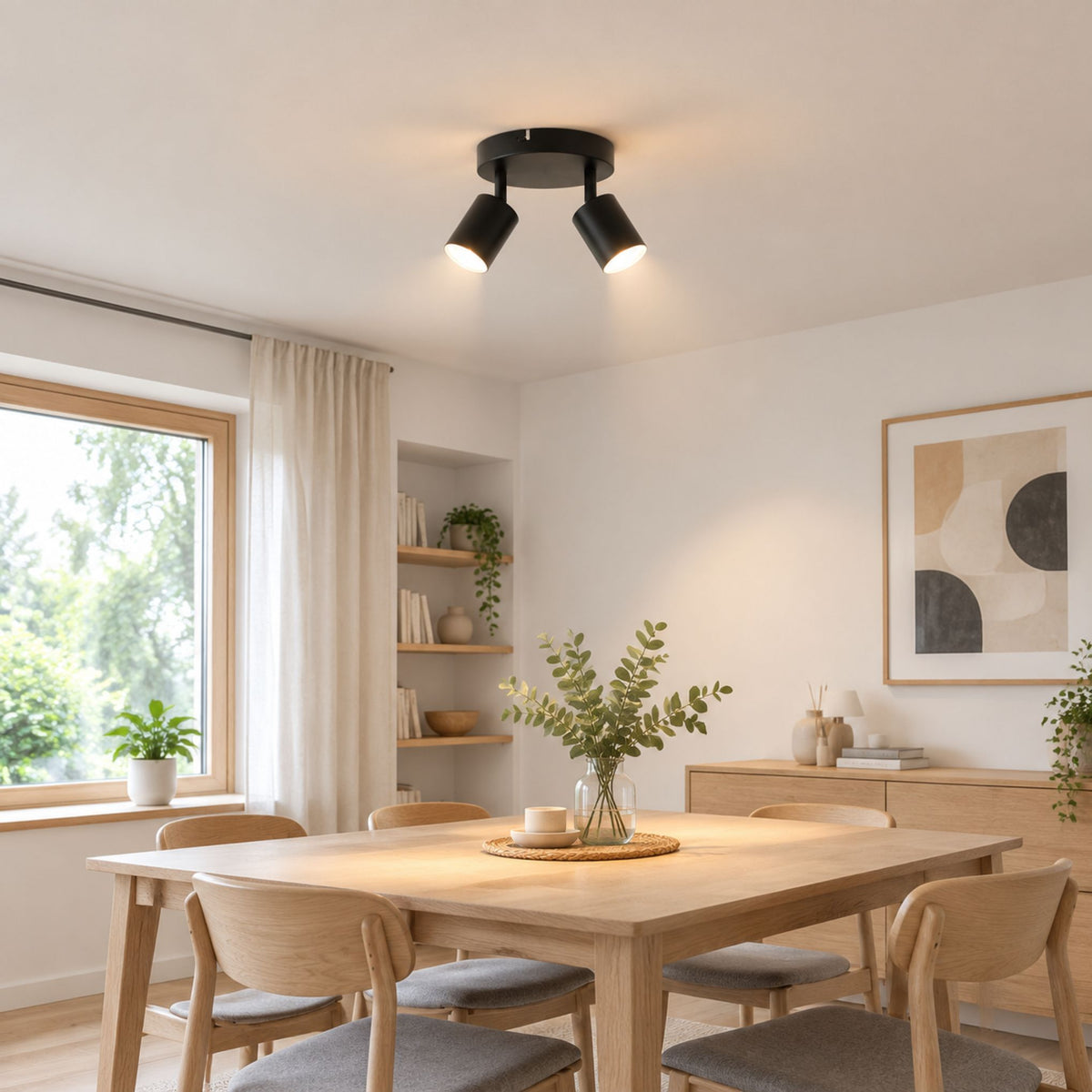 plafonnier spot circulaire orientable contemporain 2 spots noir salle manger