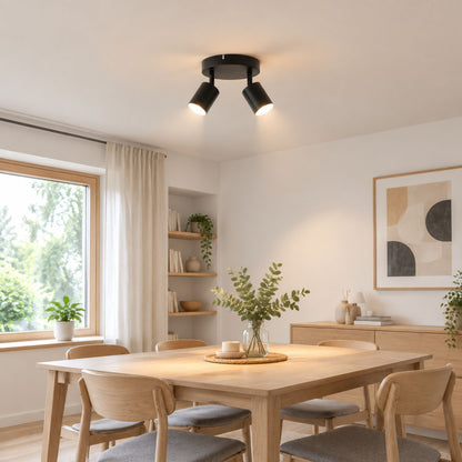 plafonnier spot circulaire orientable contemporain 2 spots noir salle manger