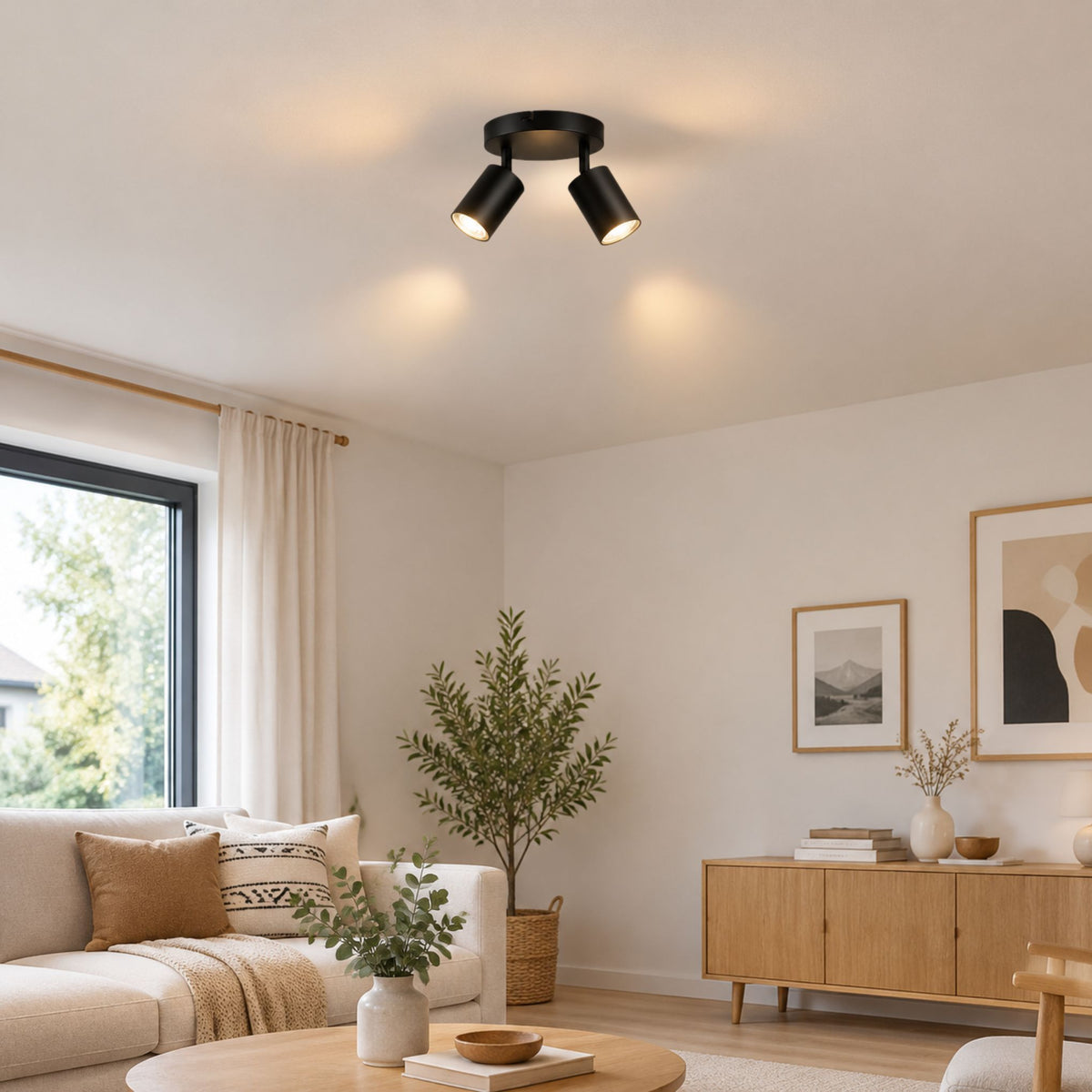 plafonnier spot circulaire orientable contemporain 2 spots noir sejour