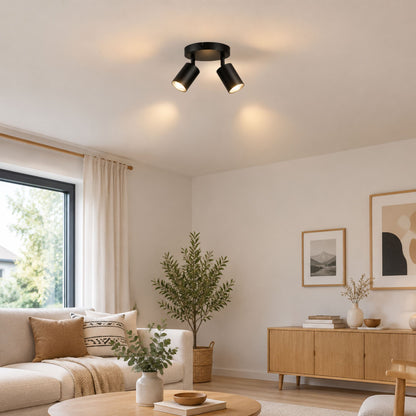 plafonnier spot circulaire orientable contemporain 2 spots noir sejour