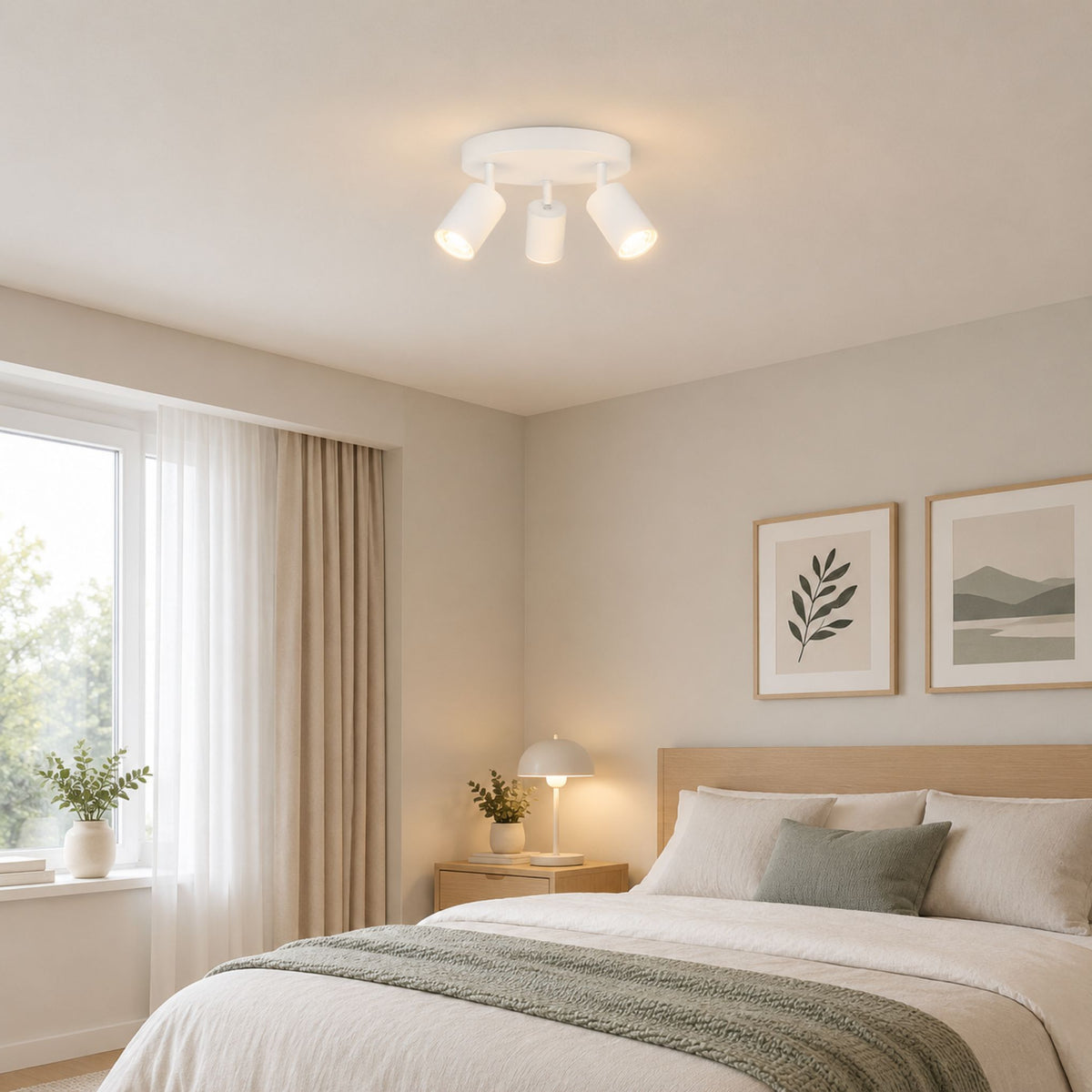 plafonnier spot circulaire orientable contemporain 3 spots blanc chambre