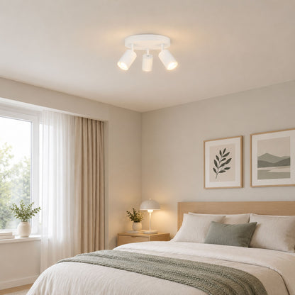 plafonnier spot circulaire orientable contemporain 3 spots blanc chambre