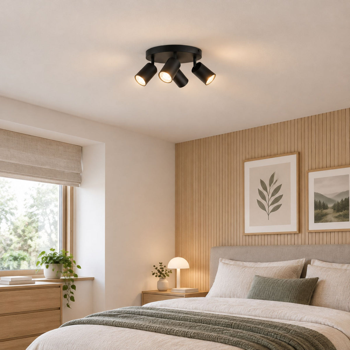 plafonnier spot circulaire orientable contemporain 4 spots noir chambre