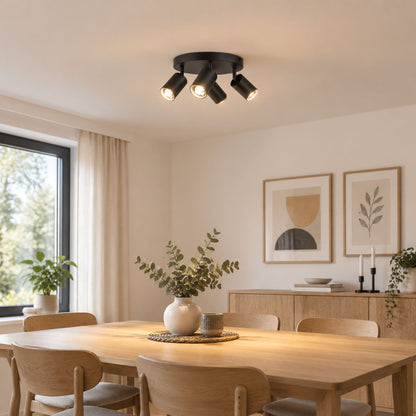 plafonnier spot circulaire orientable contemporain 4 spots noir salle manger