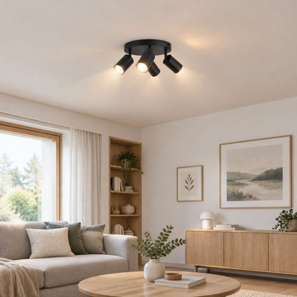 plafonnier spot circulaire orientable contemporain 4 spots noir sejour