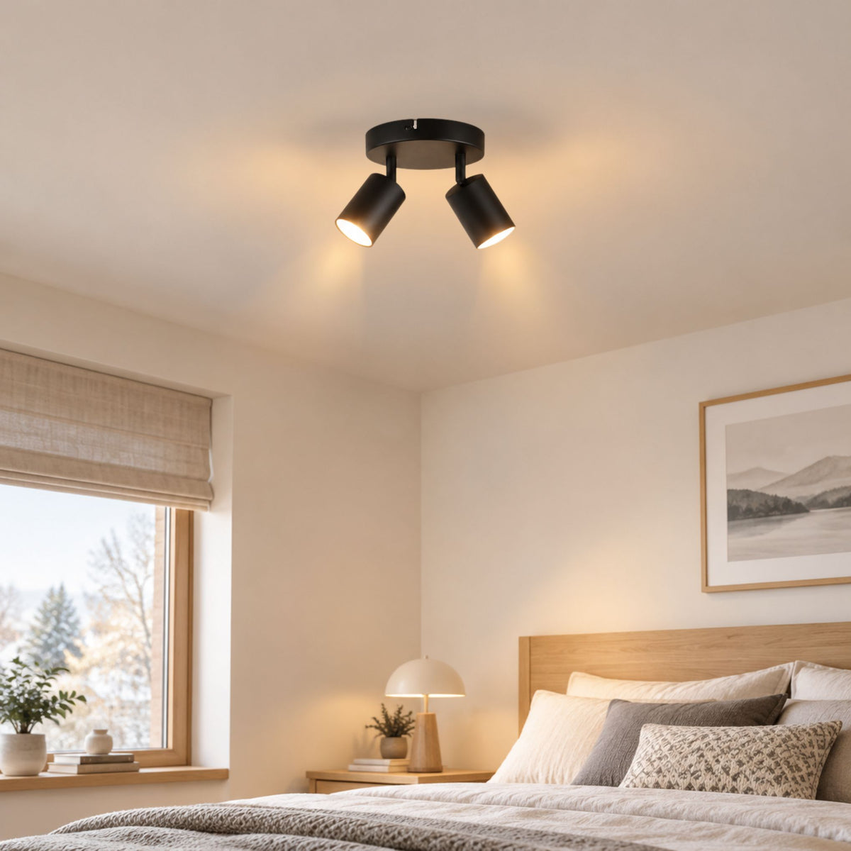 plafonnier spot circulaire orientable contemporain noir 2 spots chambre