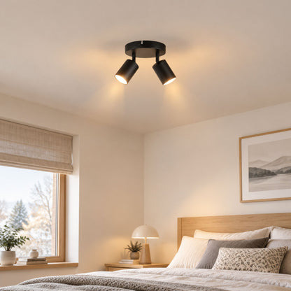 plafonnier spot circulaire orientable contemporain noir 2 spots chambre