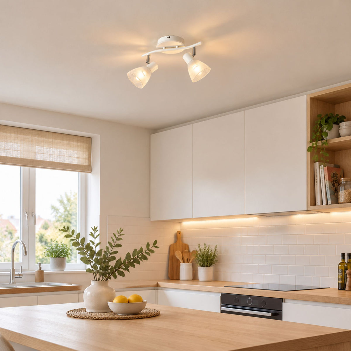 plafonnier spot design moderne 2 spots blanc cuisine