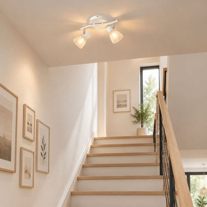 plafonnier spot design moderne 2 spots blanc escalier