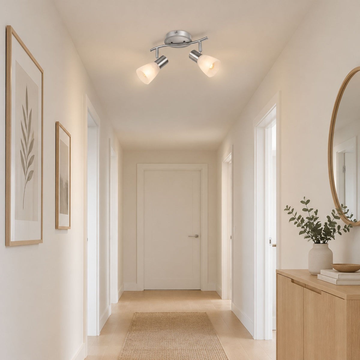 plafonnier spot design moderne 2 spots chrome couloir