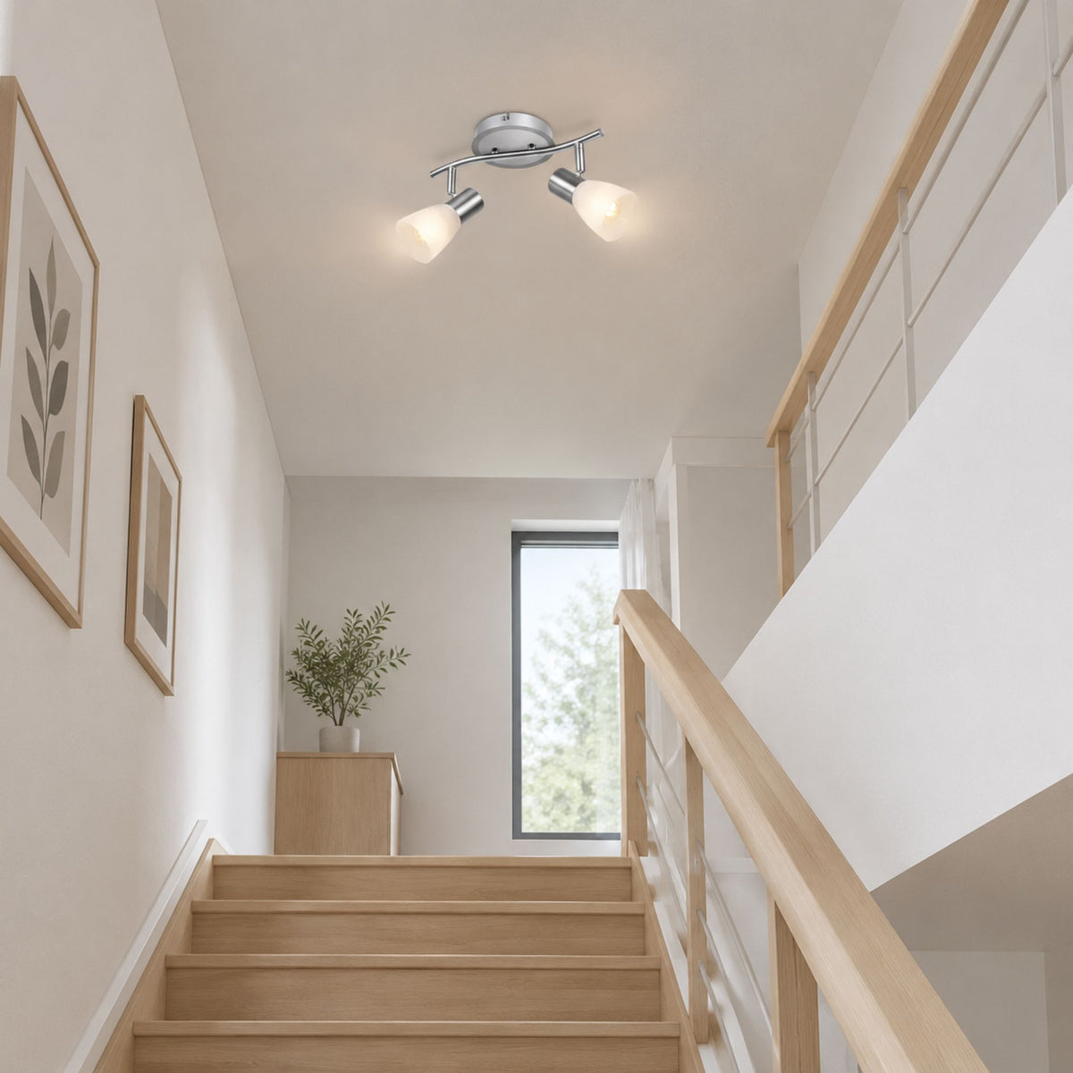 plafonnier spot design moderne 2 spots escalier
