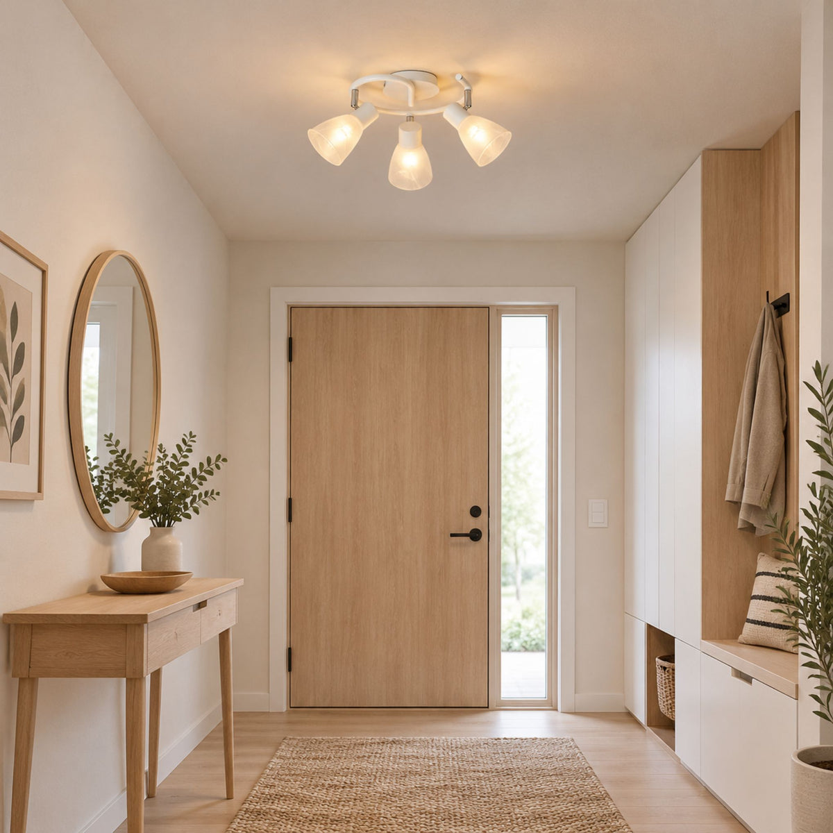 plafonnier spot design moderne 3 spots blanc couloir