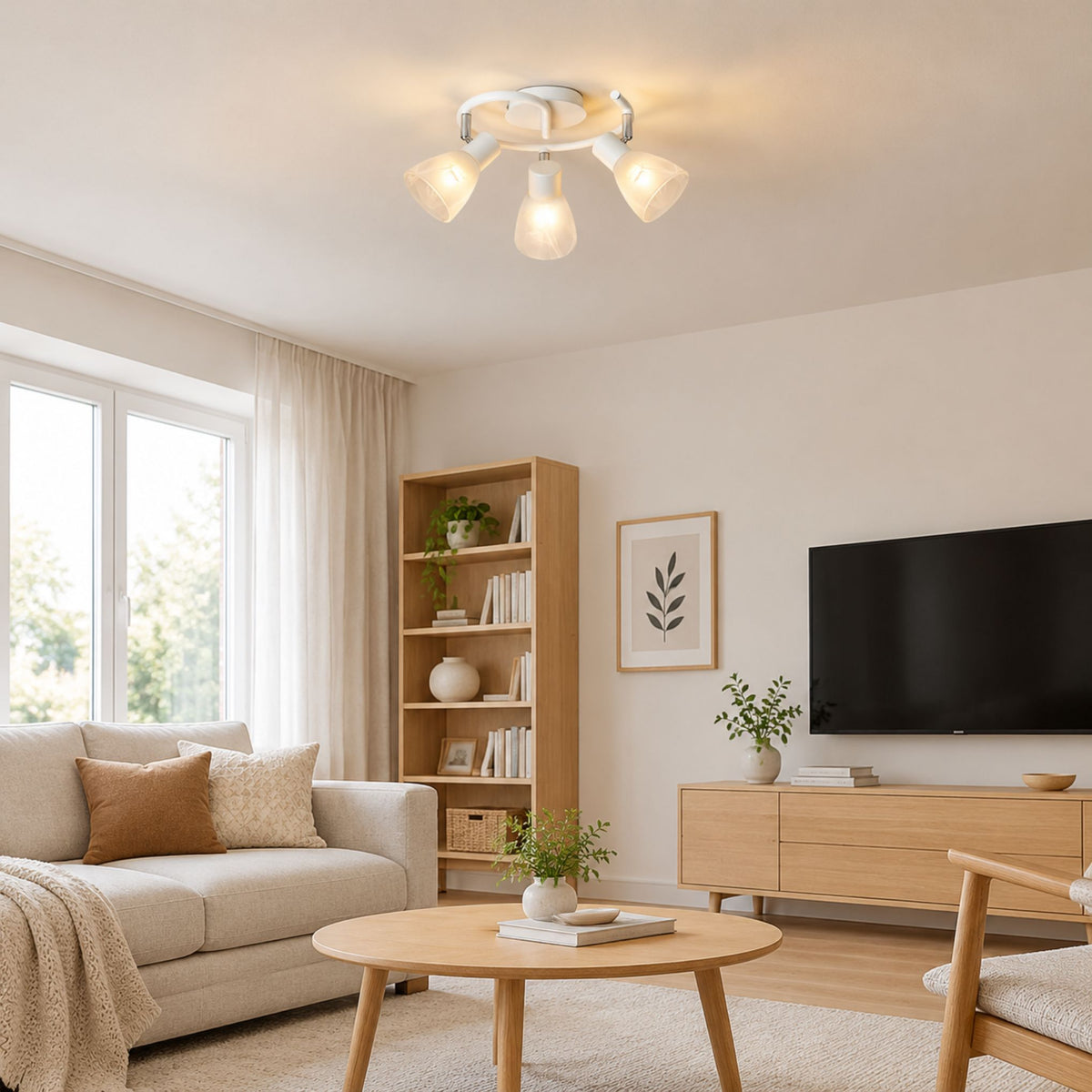 plafonnier spot design moderne 3 spots blanc sejour