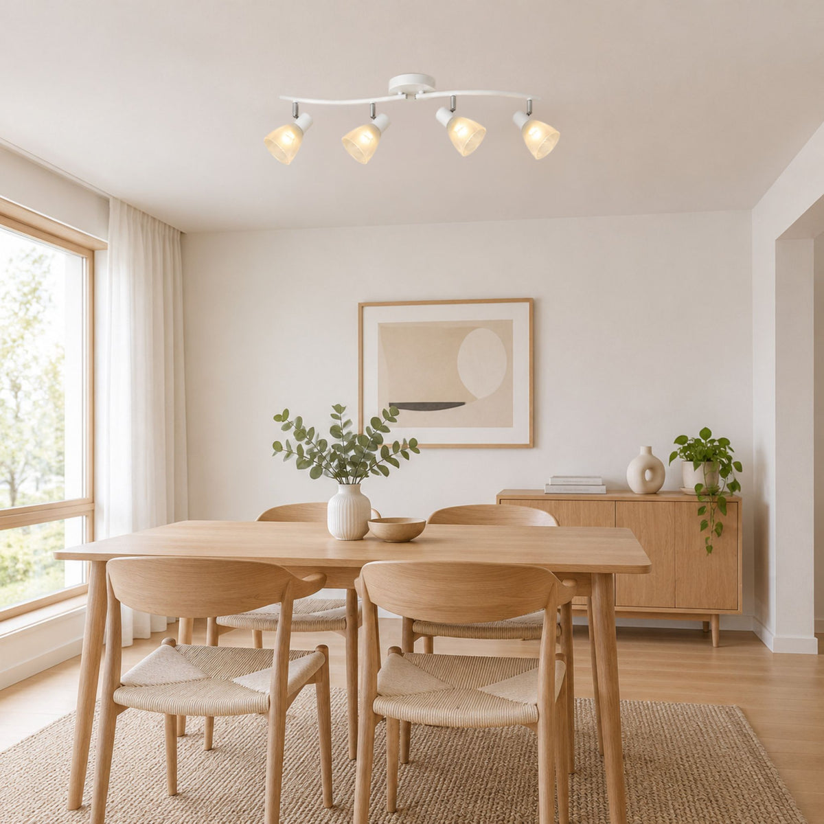 plafonnier spot design moderne 4 spots blanc salle manger